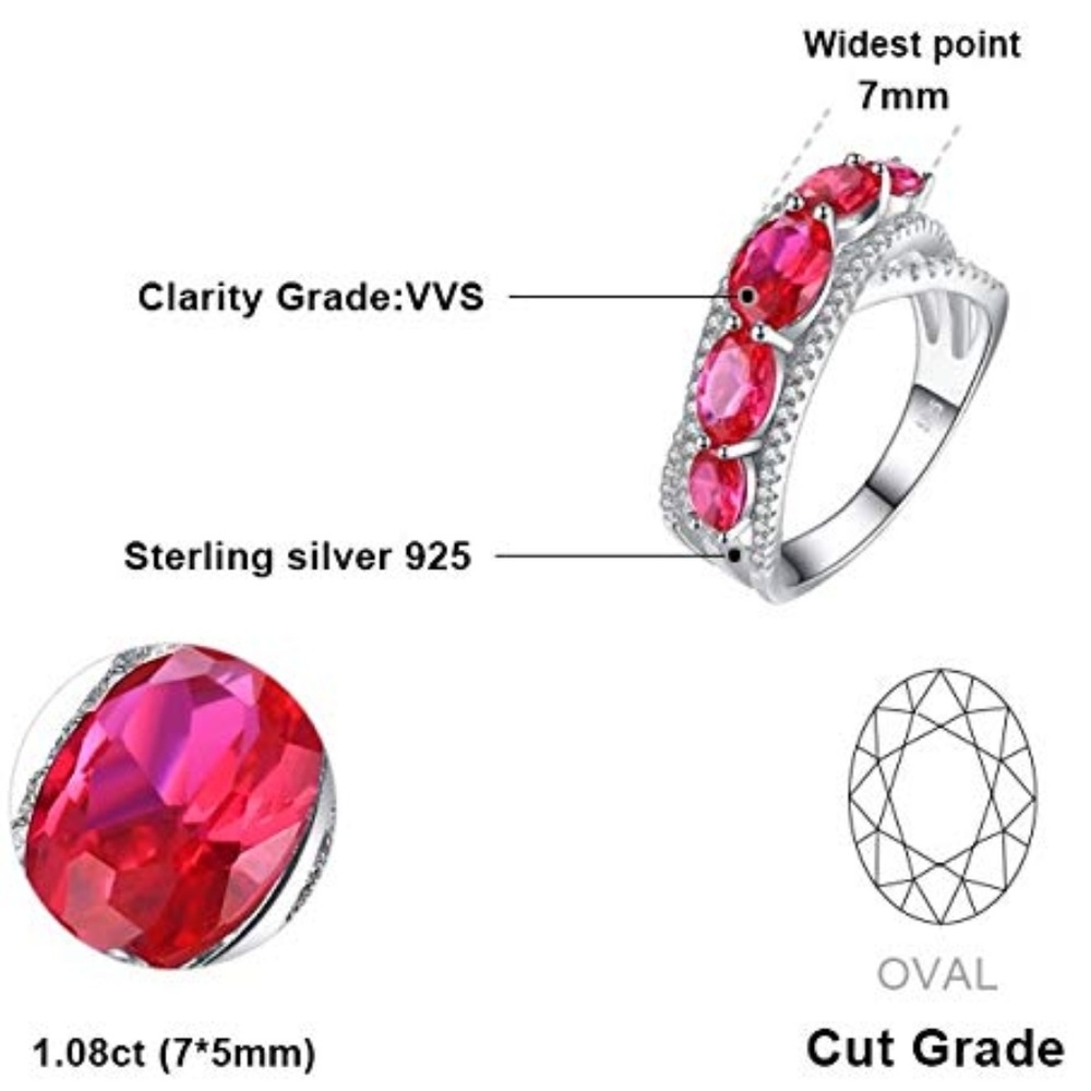 Elegant Red Ruby Sterling Silver Ring - image 5